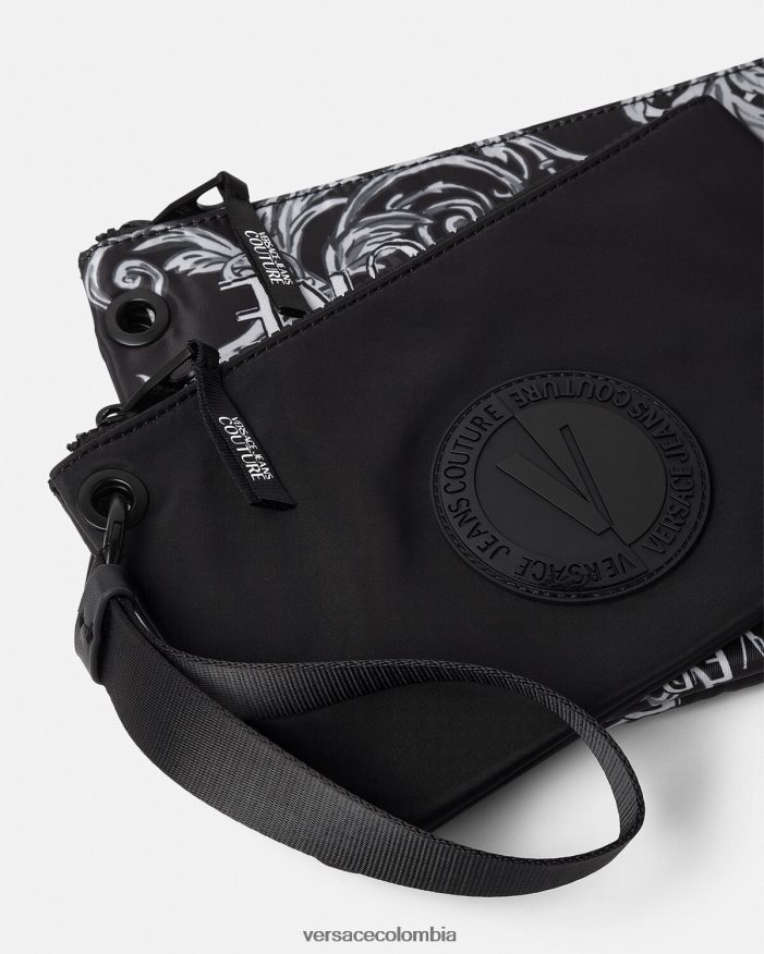 hombres bolso de mano Couture con doble logo y emblema en V Versace negro y gris 2RP40F2496 accesorios