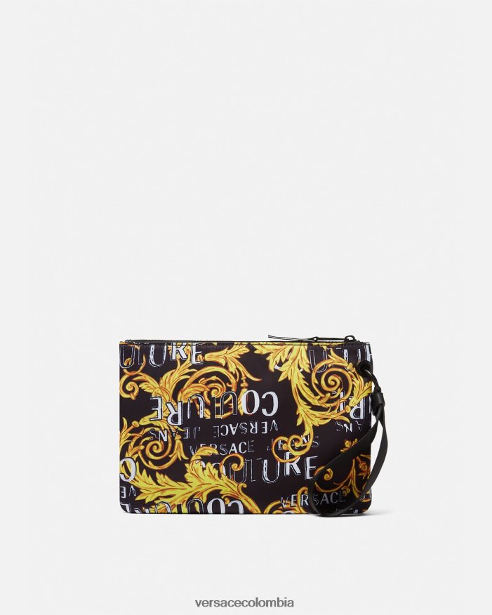hombres bolso de mano Couture con doble logo y emblema en V Versace oro negro 2RP40F2497 accesorios