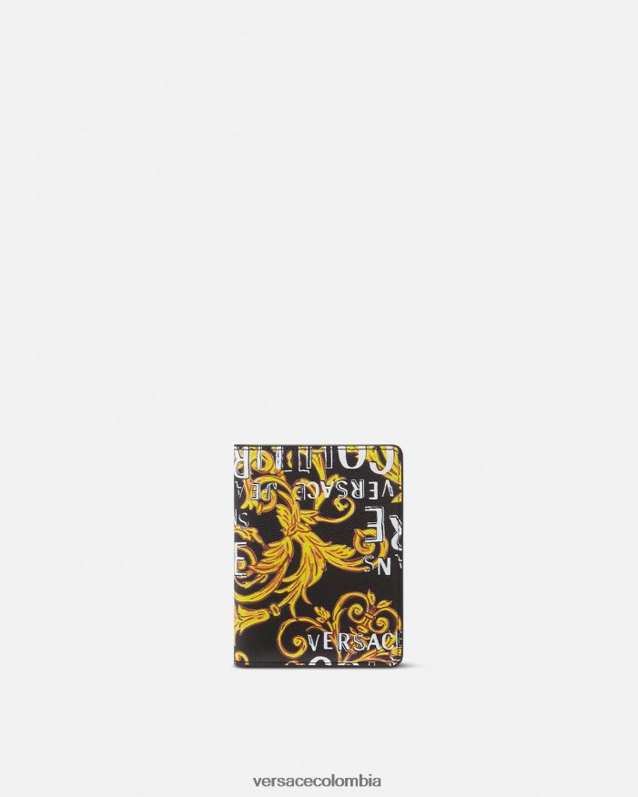 hombres cartera plegable alta con logo Couture Versace oro negro 2RP40F2519 accesorios