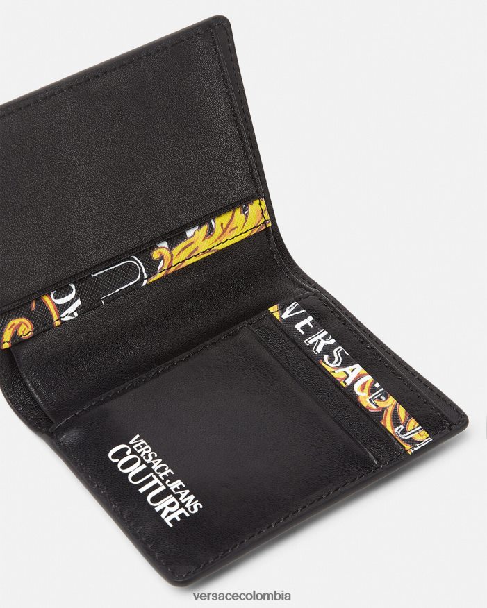 hombres cartera plegable alta con logo Couture Versace oro negro 2RP40F2519 accesorios