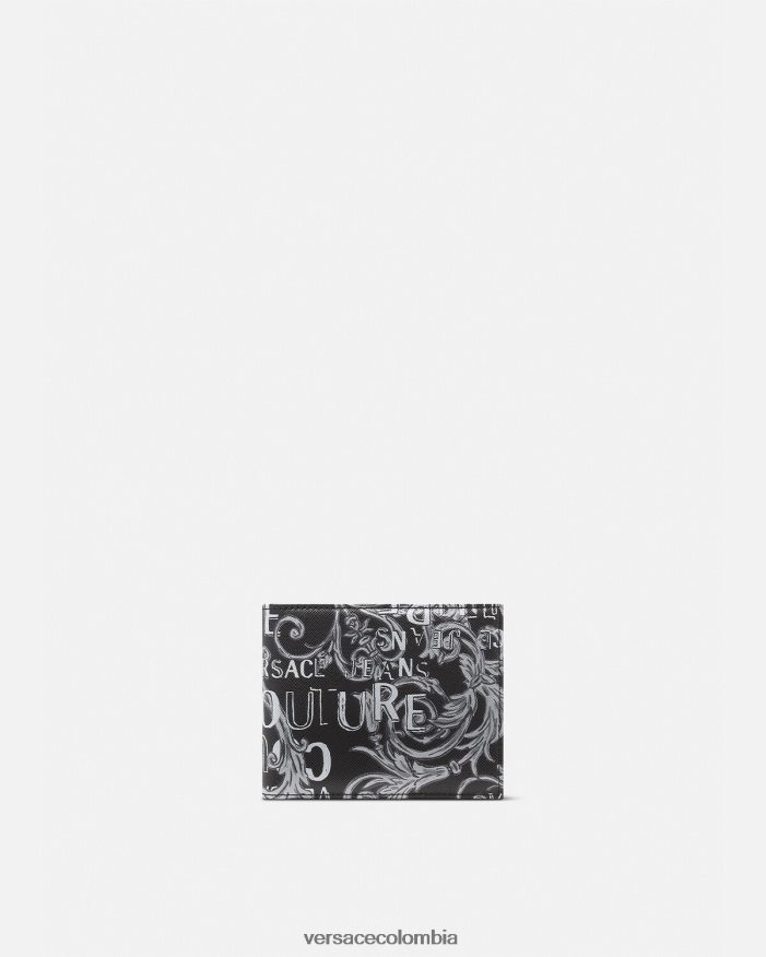 hombres cartera plegable de alta costura con logo Versace negro y gris 2RP40F2516 accesorios