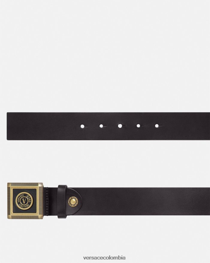 hombres cinturón con emblema en V Versace oro negro 2RP40F2504 accesorios