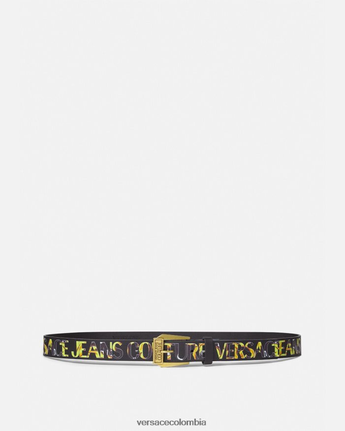 hombres cinturón de alta costura con logo Versace oro negro 2RP40F2498 accesorios