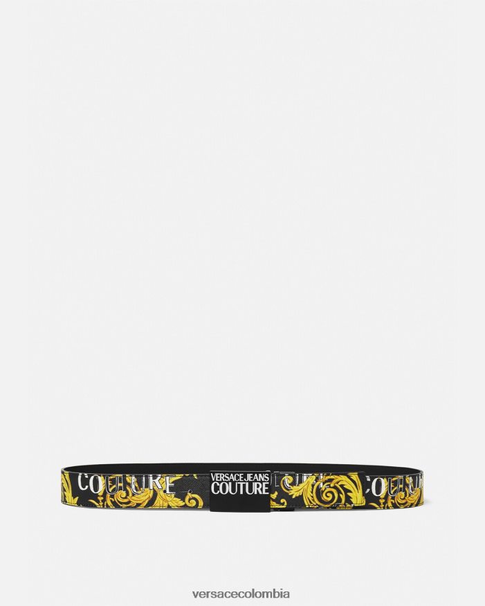 hombres cinturón de alta costura con logo reversible Versace oro negro 2RP40F2505 accesorios