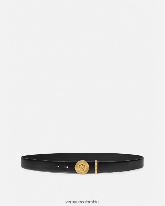hombres cinturón de cuero con medusa biggie Versace negro 2RP40F1609 accesorios