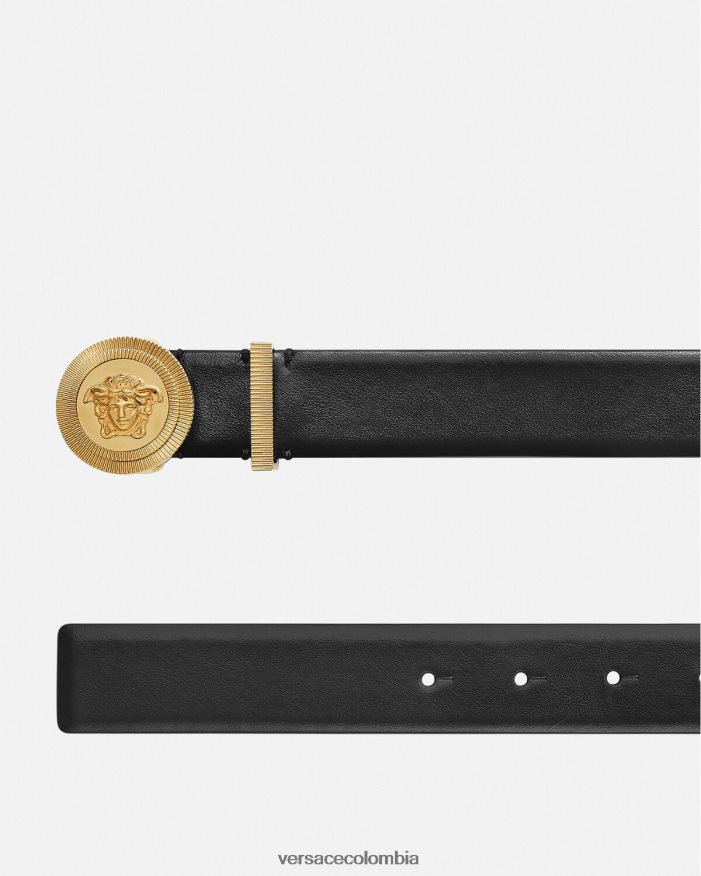 hombres cinturón de cuero con medusa biggie Versace negro 2RP40F1609 accesorios
