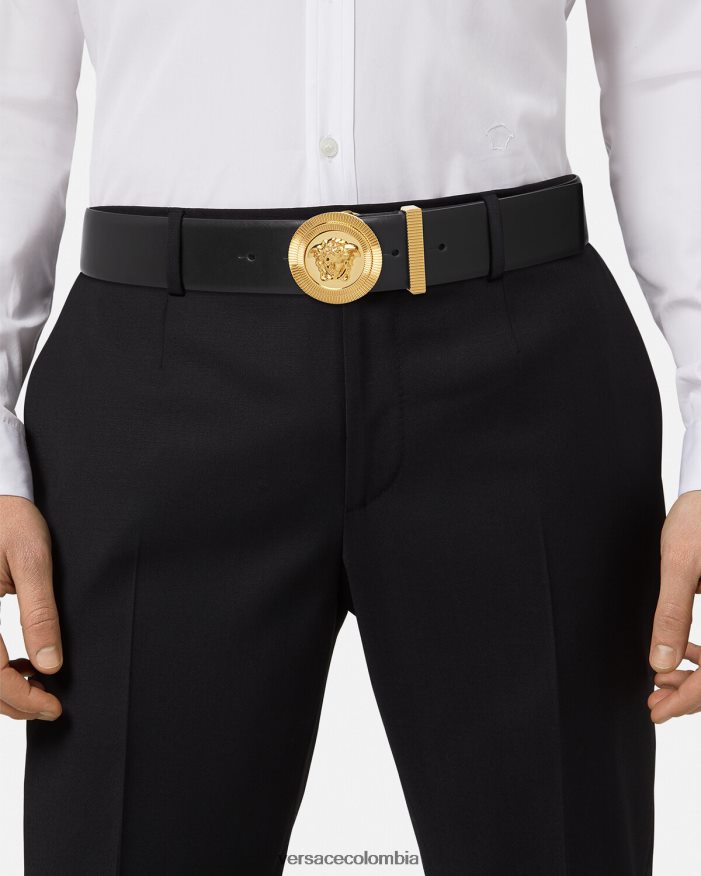 hombres cinturón de cuero con medusa biggie Versace negro 2RP40F1611 accesorios