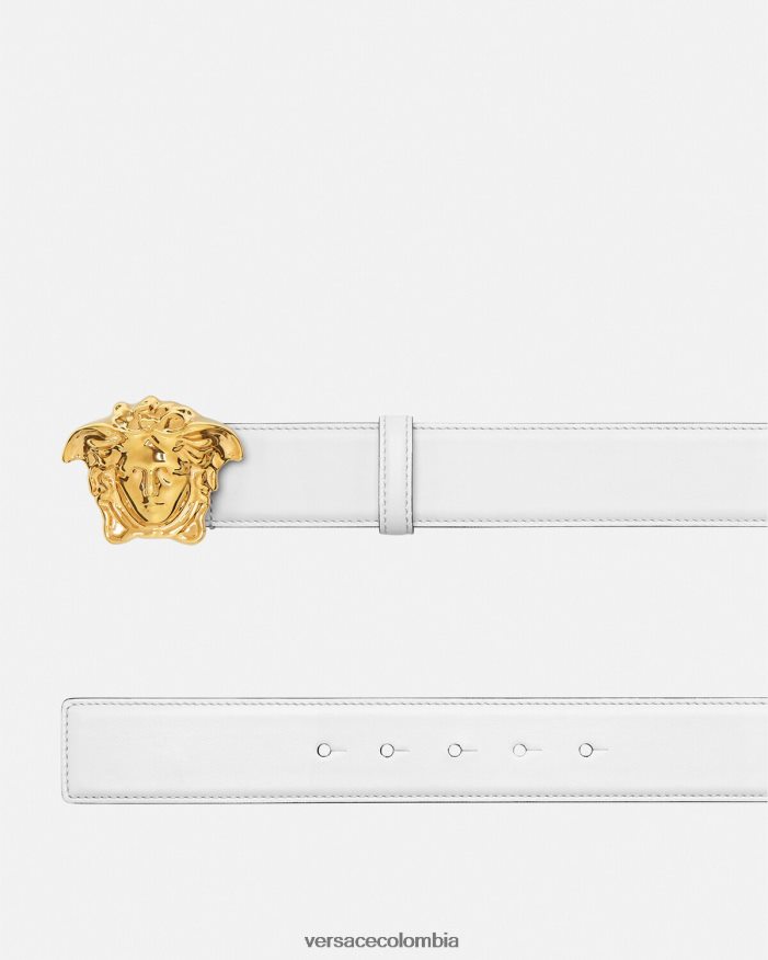hombres cinturón de piel de medusa Versace Oro blanco 2RP40F1622 accesorios