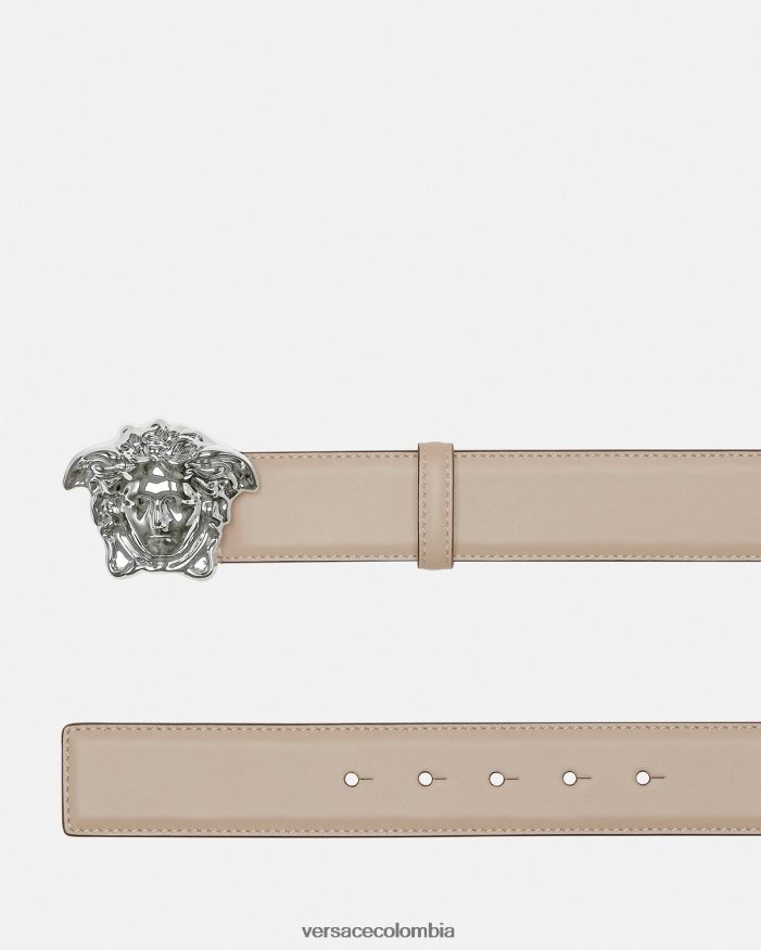 hombres cinturón de piel de medusa Versace beige 2RP40F1614 accesorios