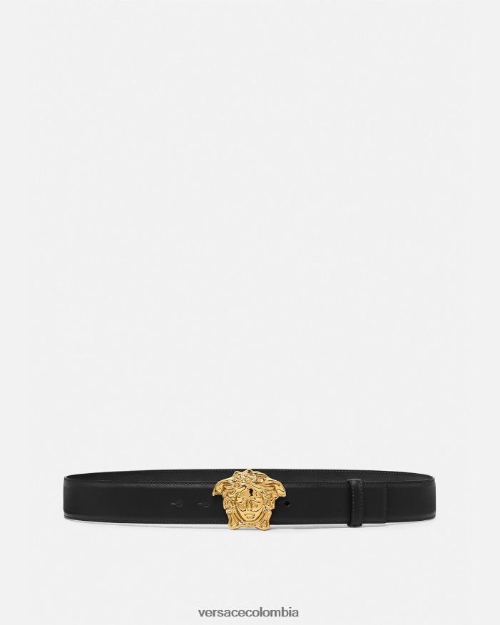 hombres cinturón de piel de medusa Versace negro 2RP40F1620 accesorios