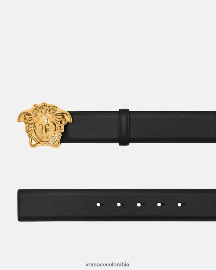 hombres cinturón de piel de medusa Versace negro 2RP40F1620 accesorios