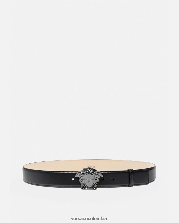 hombres cinturón de piel de medusa Versace negro 2RP40F1621 accesorios