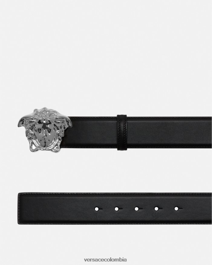 hombres cinturón de piel de medusa Versace negro 2RP40F1621 accesorios