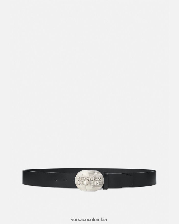 hombres cinturón de rodeo con logo Versace negro y plata 2RP40F2511 accesorios