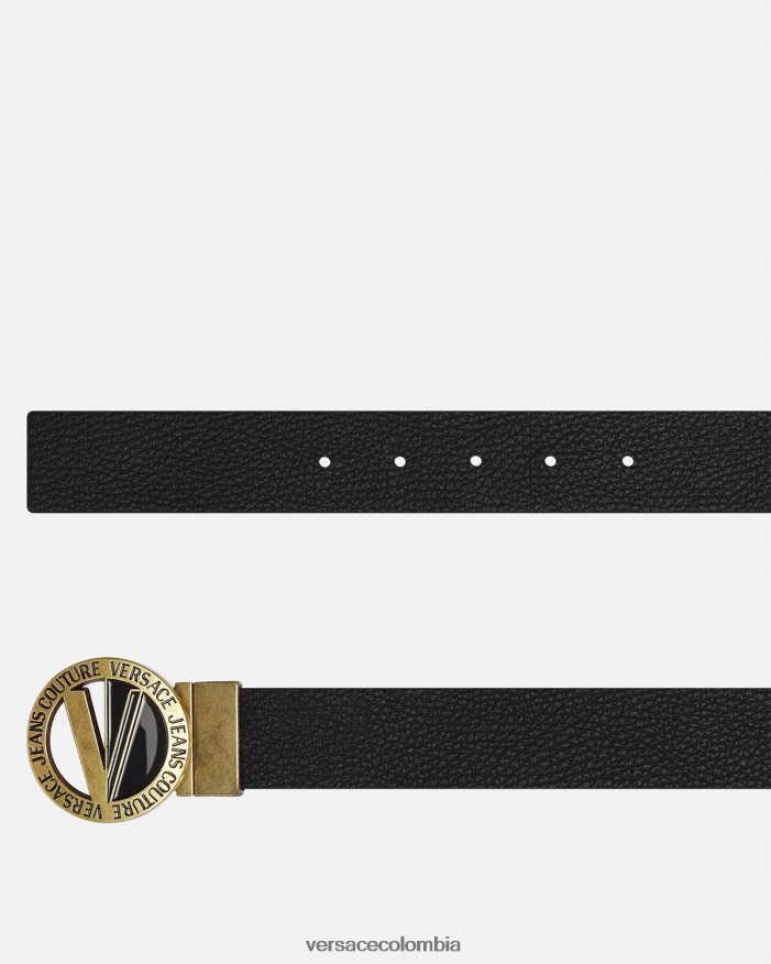 hombres cinturón redondo con emblema en V Versace negro 2RP40F2473 accesorios