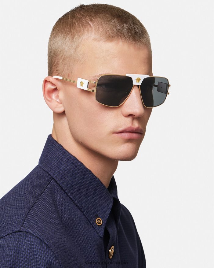 hombres gafas de sol de aviador de proyecto especial Versace blanco 2RP40F1682 accesorios