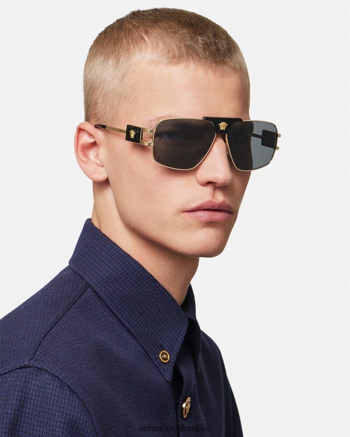 hombres gafas de sol de aviador de proyecto especial Versace negro 2RP40F1672 accesorios