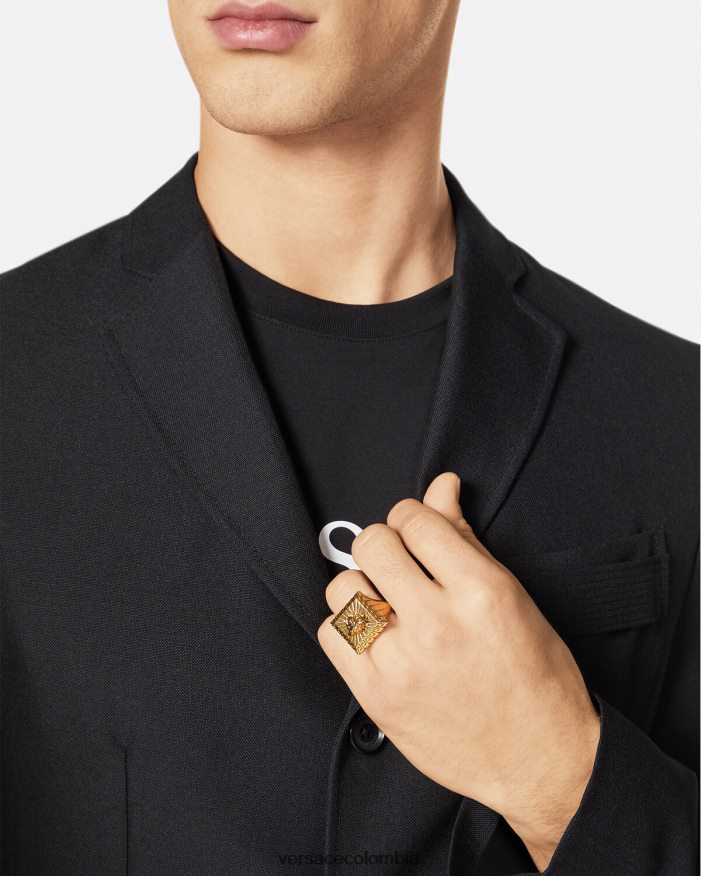 hombres anillo cuadrado con medusa Versace oro 2RP40F1691 accesorios