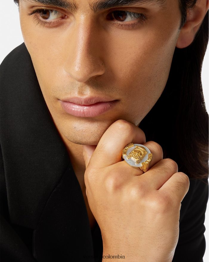 hombres anillo de nácar la maschera Versace blanco 2RP40F1695 accesorios