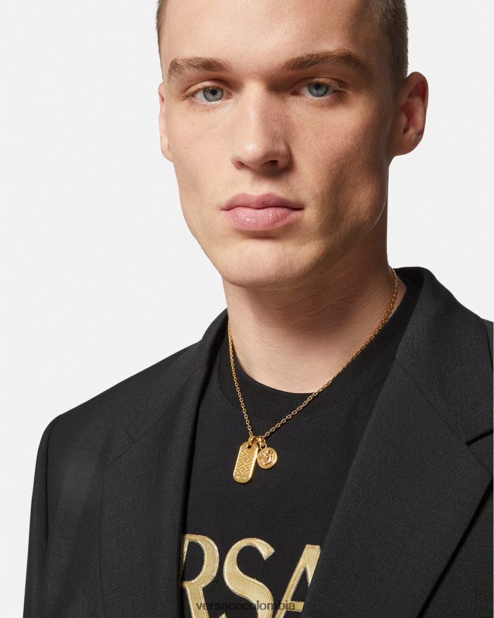 hombres collar con etiqueta de la greca Versace oro 2RP40F1688 accesorios