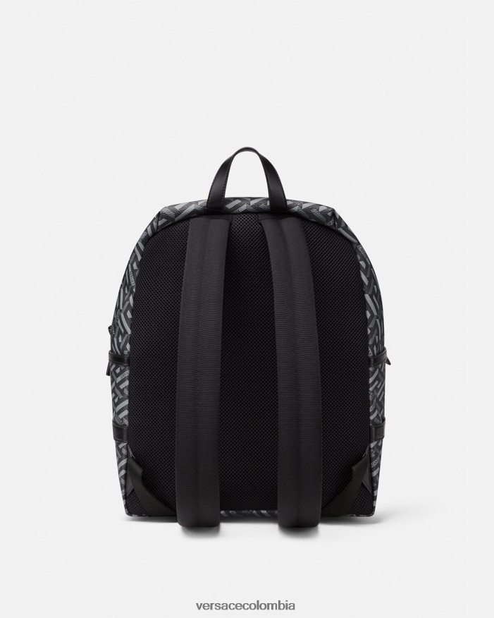 hombres mochila con la firma la greca Versace negro y gris 2RP40F1487 bolsas