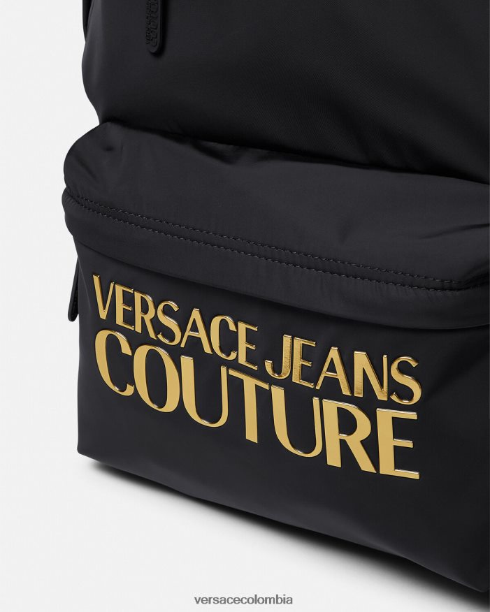 hombres mochila de alta costura con logo Versace oro negro 2RP40F2492 accesorios