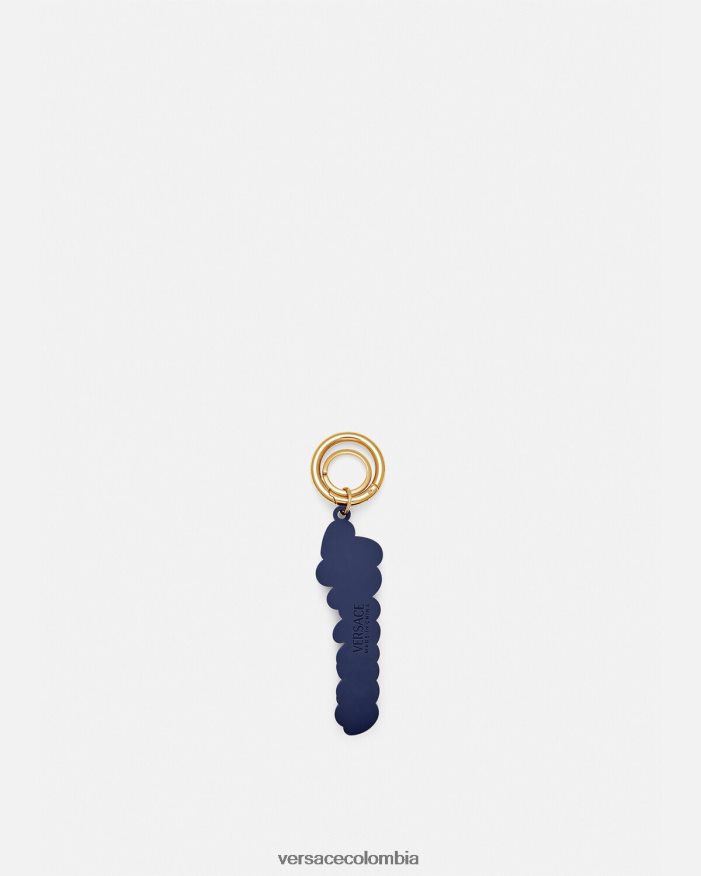 hombres llavero de silicona con logo universitario Versace azul 2RP40F1655 accesorios