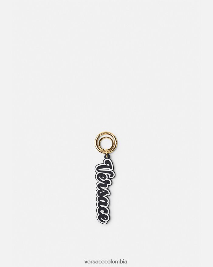 hombres llavero de silicona con logo universitario Versace negro 2RP40F1665 accesorios