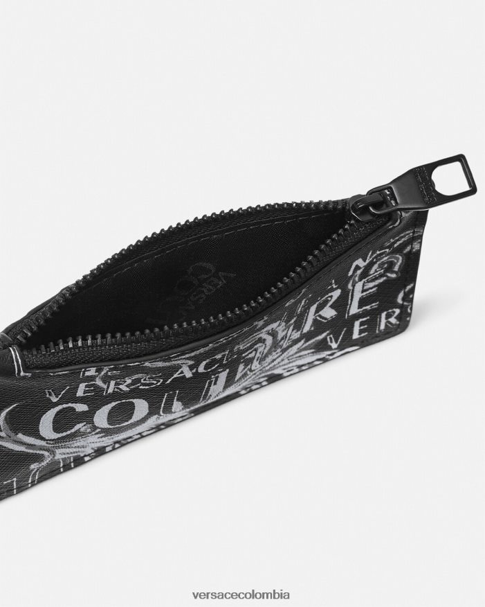 hombres tarjetero Couture con logo y cremallera Versace negro y gris 2RP40F2513 accesorios