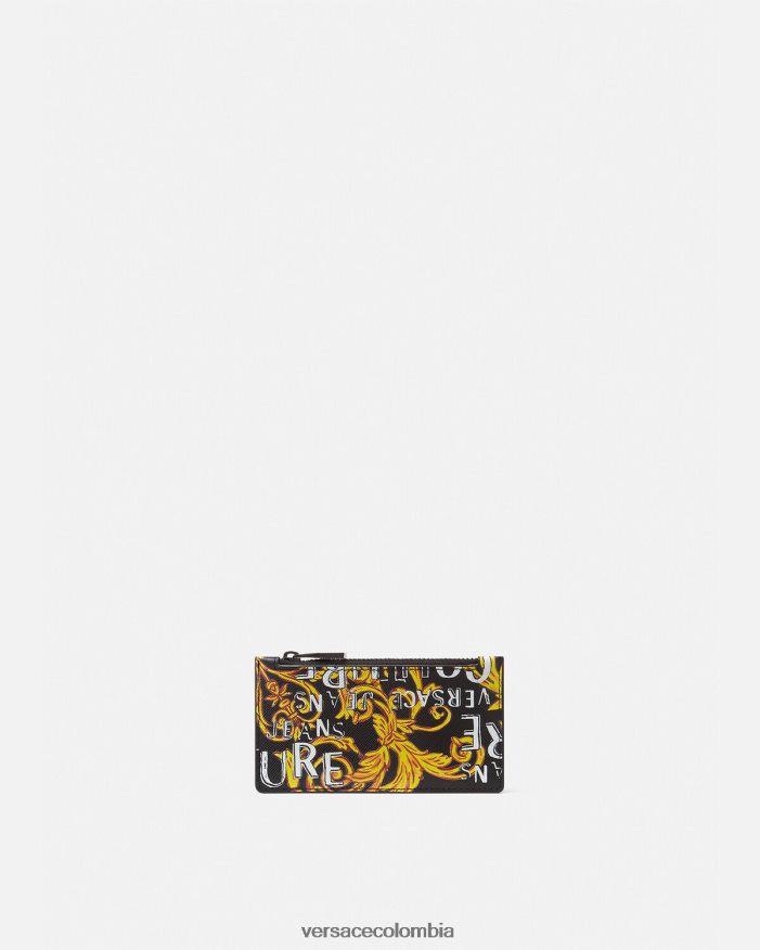 hombres tarjetero Couture con logo y cremallera Versace oro negro 2RP40F2514 accesorios