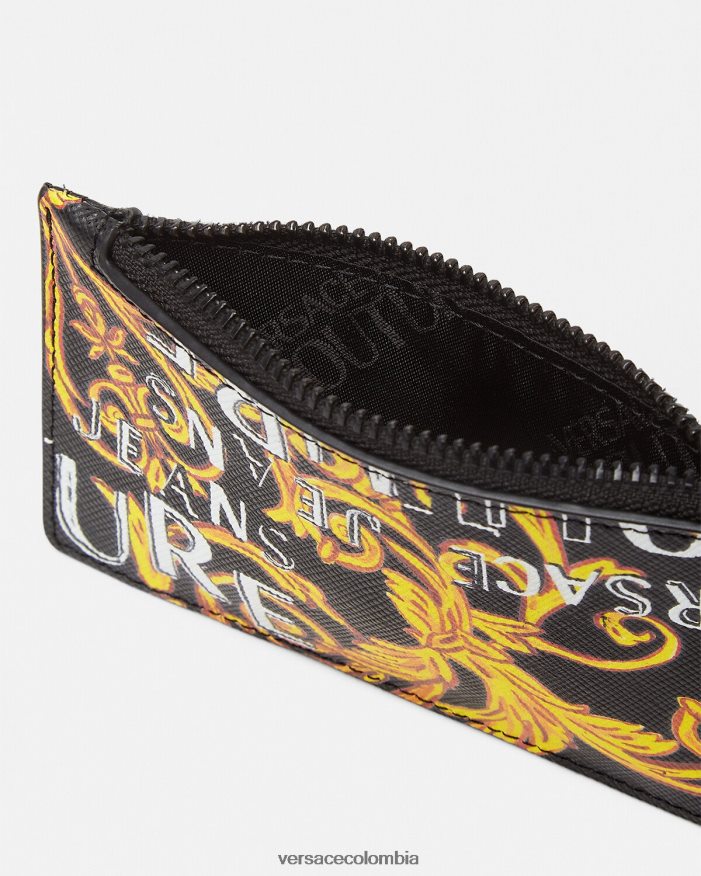 hombres tarjetero Couture con logo y cremallera Versace oro negro 2RP40F2514 accesorios