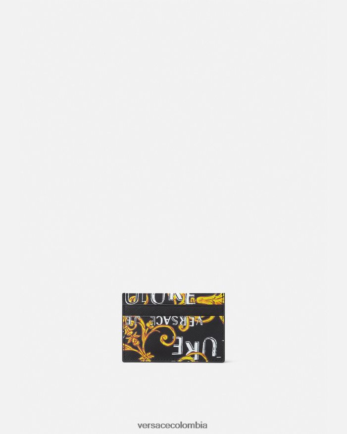 hombres tarjetero de alta costura con logo Versace oro negro 2RP40F2515 accesorios