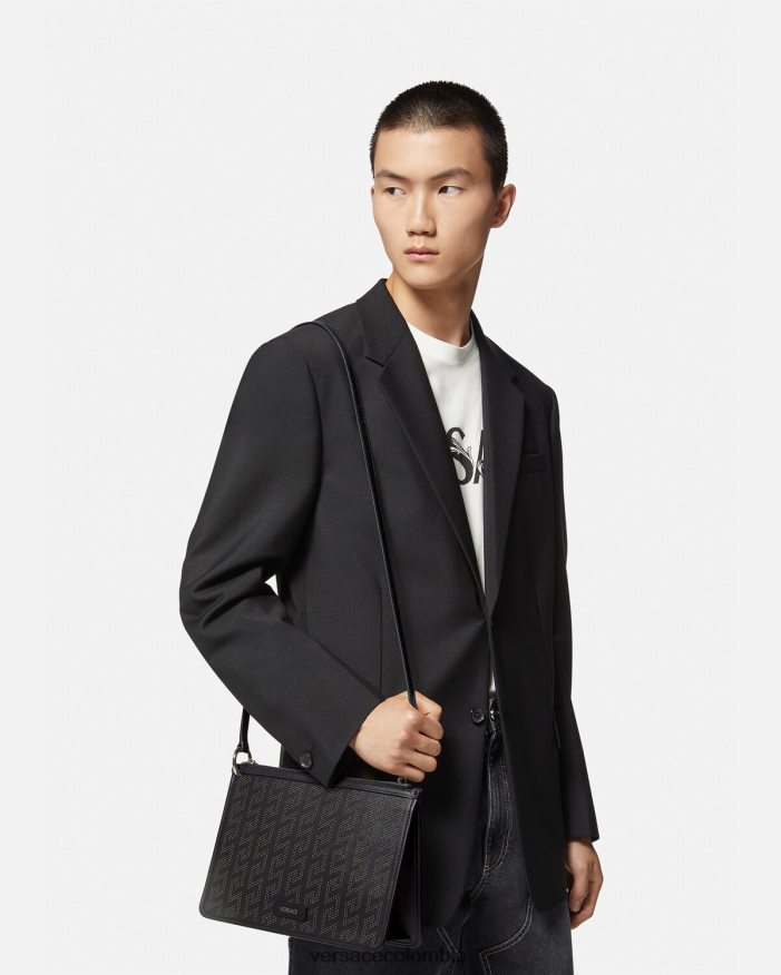 hombres bandolera con greca y tachuelas Versace negro 2RP40F1475 bolsas