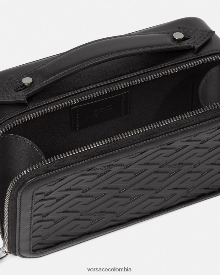 hombres bolso bandolera pequeño con firma la greca Versace negro 2RP40F1479 bolsas