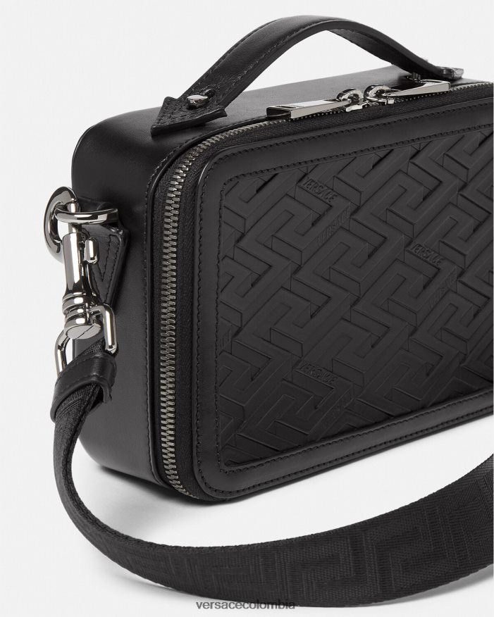 hombres bolso bandolera pequeño con firma la greca Versace negro 2RP40F1479 bolsas