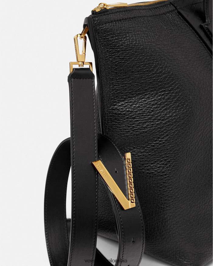 hombres bolso tote con firma V Greca Versace negro 2RP40F1490 bolsas