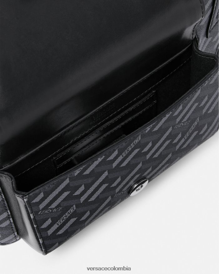hombres riñonera con firma la greca Versace negro y gris 2RP40F1486 bolsas