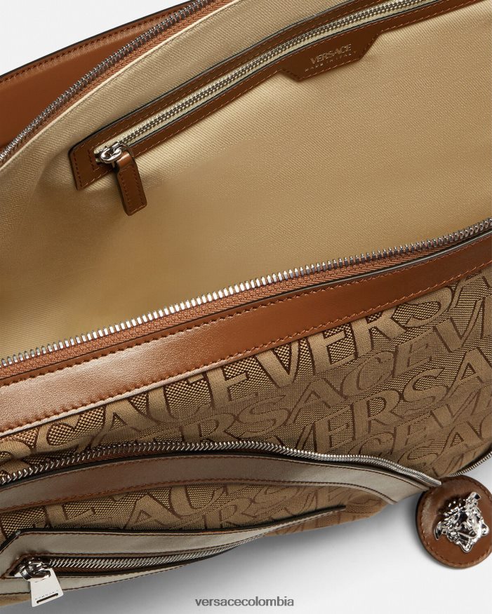 hombres bolso hobo grande con repetición en toda la prenda Versace marrón 2RP40F1499 bolsas