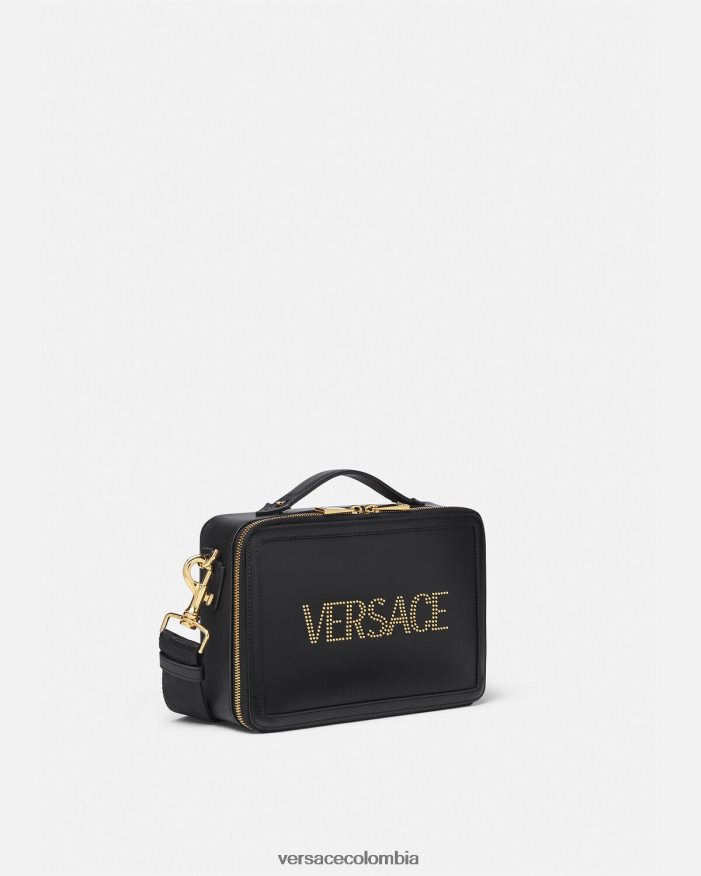 hombres bolso messenger con logo y tachuelas Versace negro 2RP40F1502 bolsas