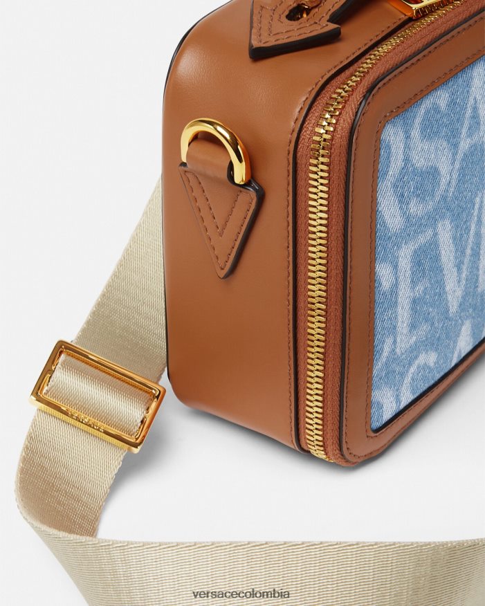 hombres bolso tipo mensajero pequeño por toda la prenda Versace azul 2RP40F1494 bolsas