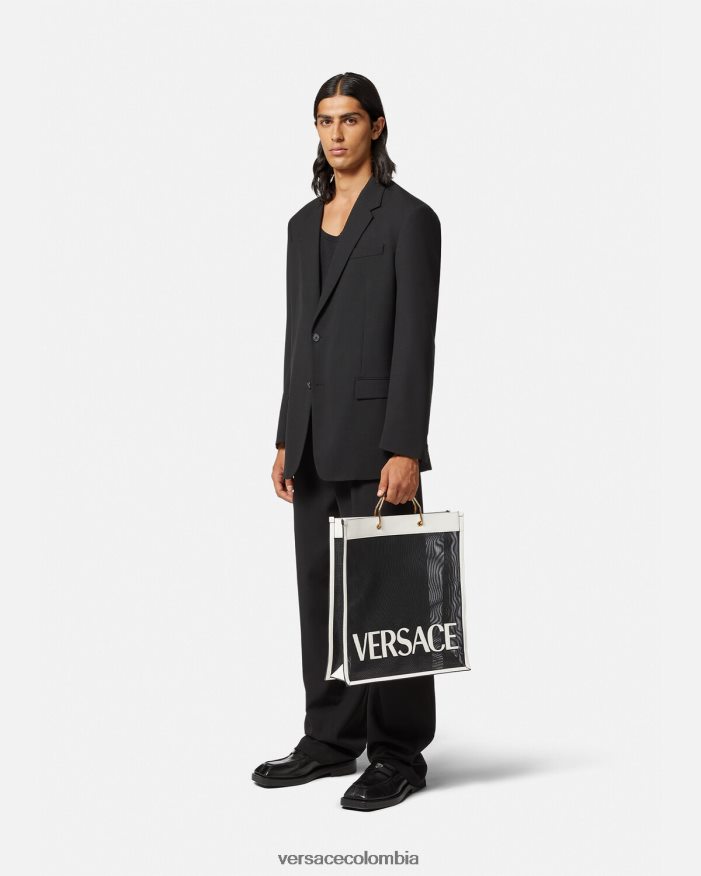 hombres bolso de mano comprador Versace blanco negro 2RP40F1508 bolsas