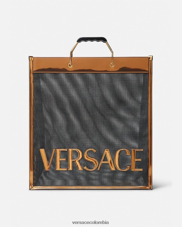 hombres bolso shopper alto Versace negro y caramelo 2RP40F1509 bolsas