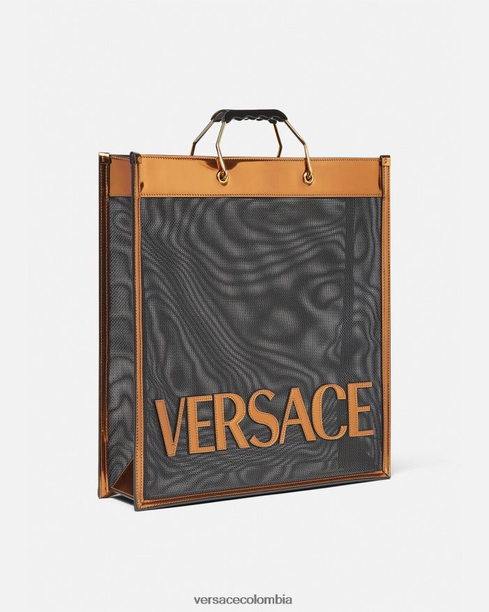 hombres bolso shopper alto Versace negro y caramelo 2RP40F1509 bolsas