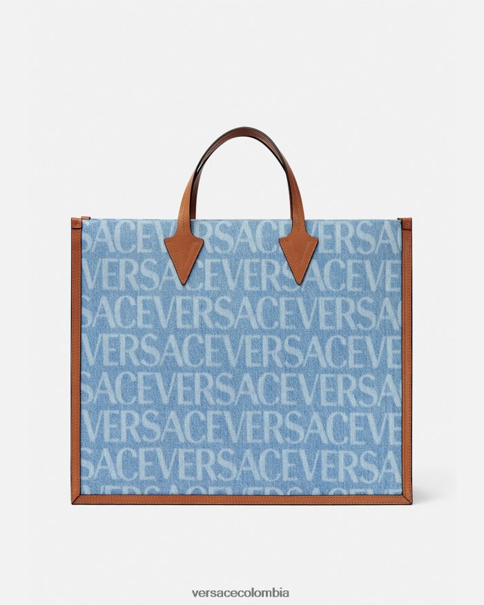 hombres bolso tote de mezclilla en toda su extensión Versace azul 2RP40F1505 bolsas