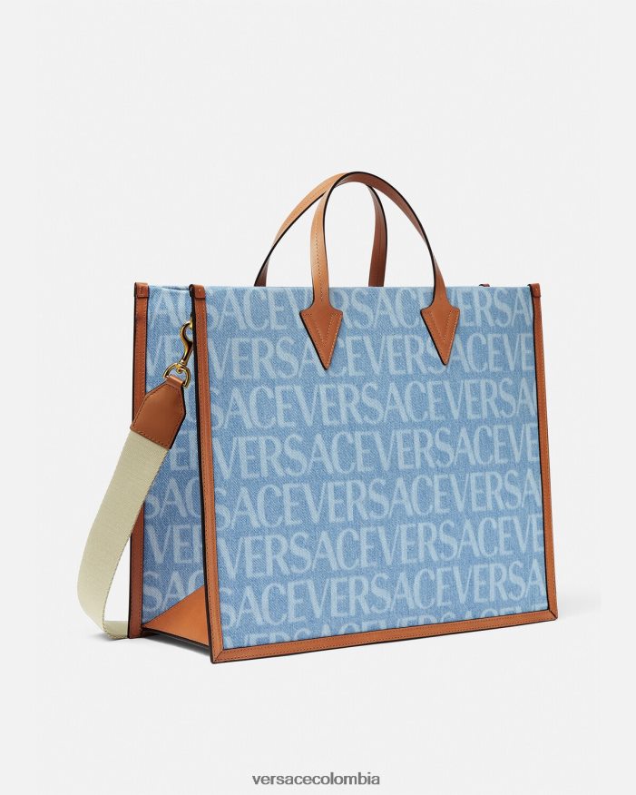 hombres bolso tote de mezclilla en toda su extensión Versace azul 2RP40F1505 bolsas