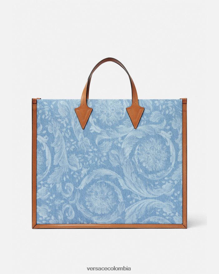 hombres bolso tote de mezclilla en toda su extensión Versace azul 2RP40F1505 bolsas