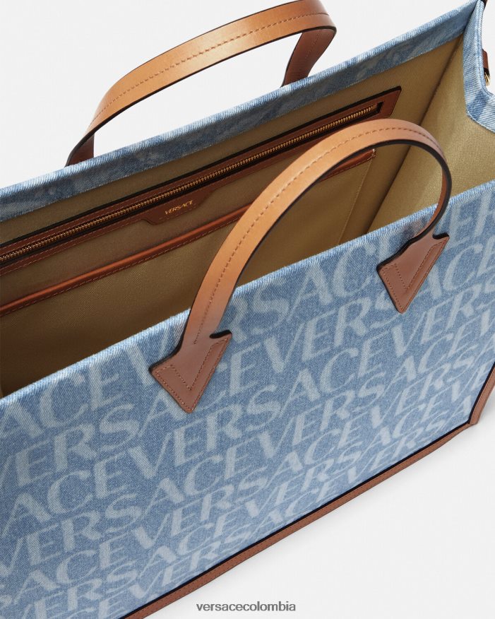 hombres bolso tote de mezclilla en toda su extensión Versace azul 2RP40F1505 bolsas