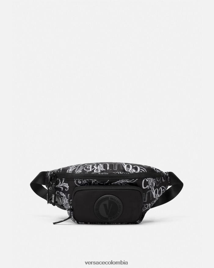 hombres riñonera de alta costura con logo Versace negro y gris 2RP40F2494 bolsas
