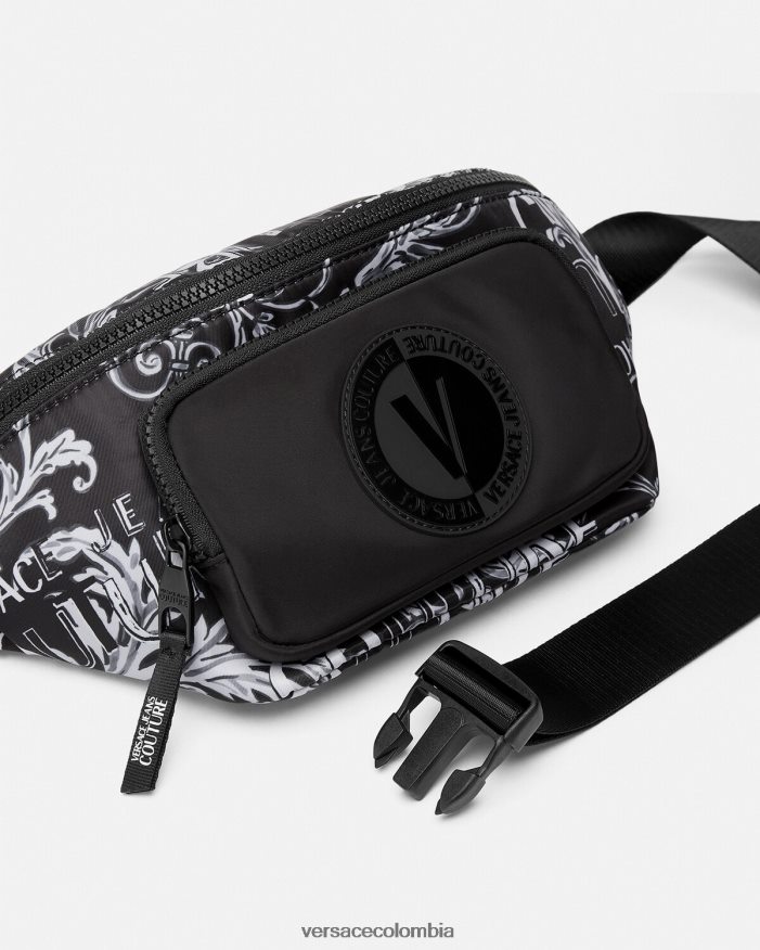 hombres riñonera de alta costura con logo Versace negro y gris 2RP40F2494 bolsas