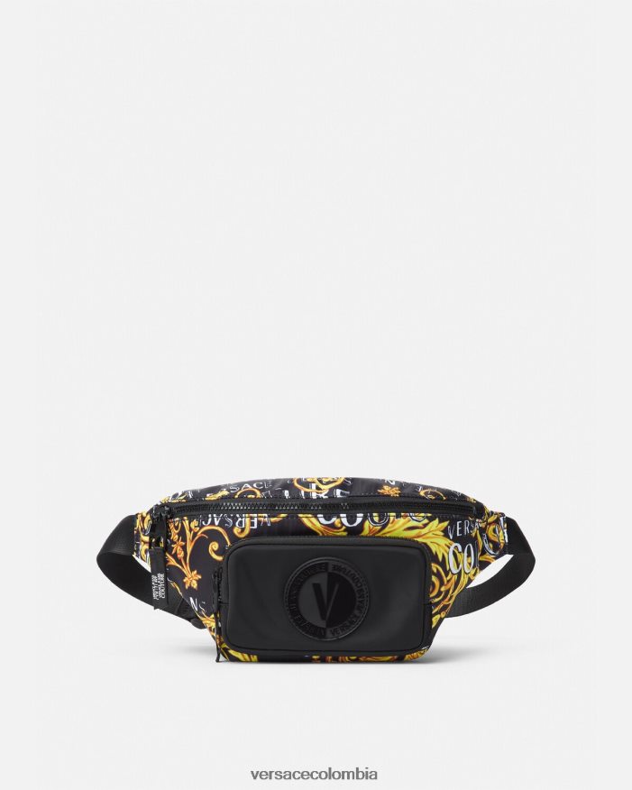 hombres riñonera de alta costura con logo Versace oro negro 2RP40F2495 bolsas